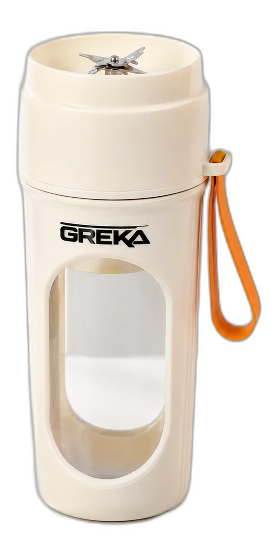 Máy xay sinh tố cầm tay GREKA 40W thân kem, cụm lưỡi dao gắn ở nắp trên, đã xoá phông